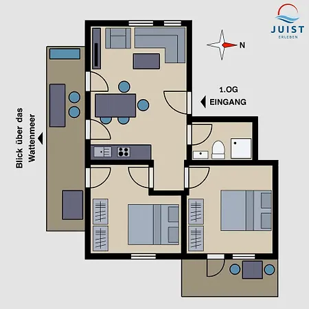 Apartment Haus Nordland 243 - Wattblick 2 Juist
